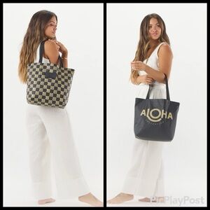 ALOHA Collection Pua Check Reversible Tote Bag (NWT)